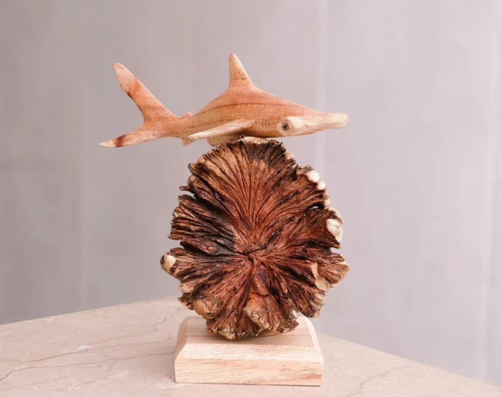 Hammerhead shark figurine, personalized statue, wooden sculpture, miniature, sea life (7)
